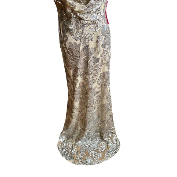 Calvin Klein Gown Women 14 NWT Cap-Sleeve Sequin Dress Floor Length Floral - Picture 7 of 16